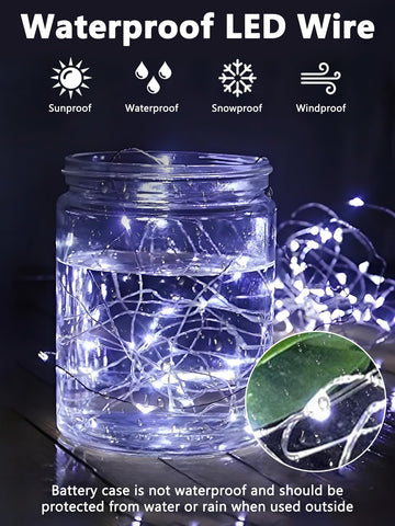 YIQU lights wrapped around a mason jar showing decorative versatility