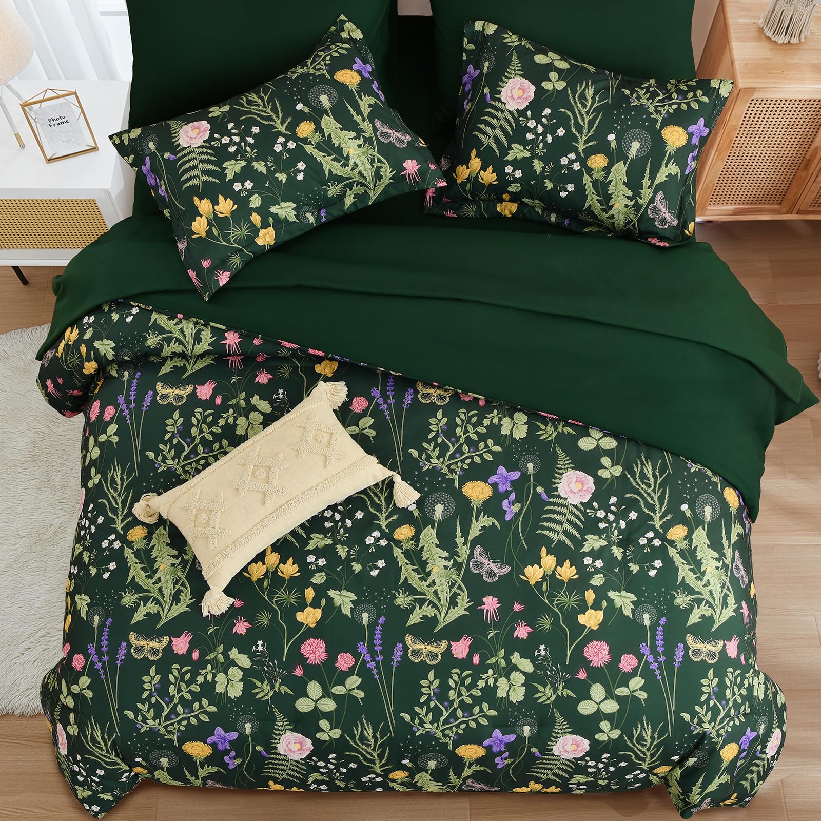 Yiran detailed shot of botanical floral and butterfly print for visual interest
