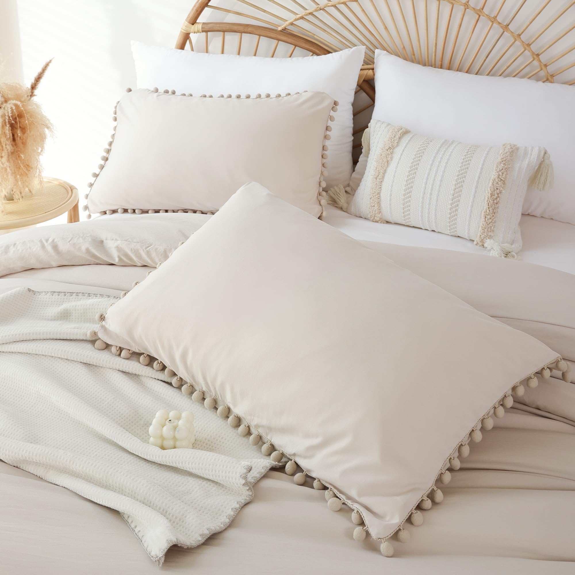 YIRDDEO bed styled in a bedroom showing neutral beige set warmth