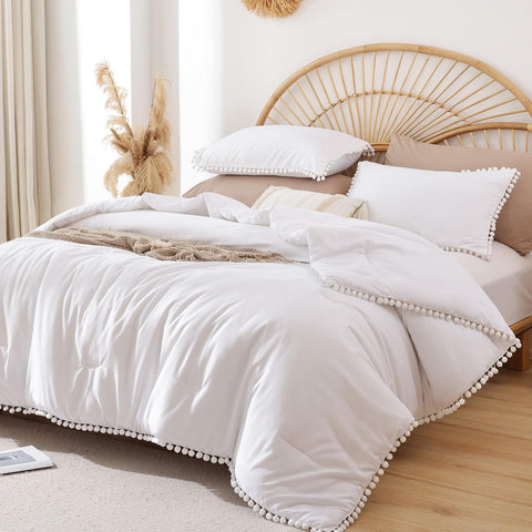 YIRDDEO comforter front flatlay showing full king coverage and clean white look