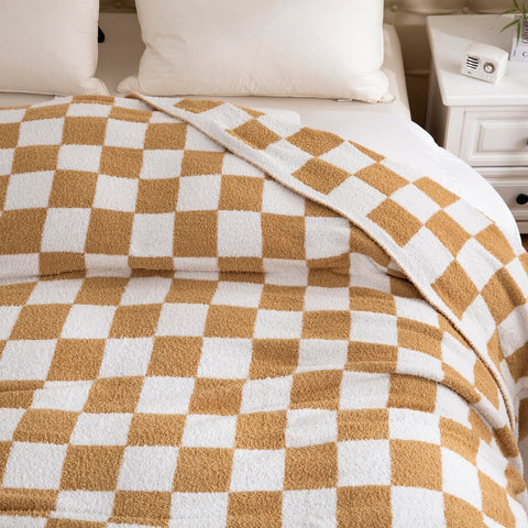YIRUIO draped over sofa adding warmth and stylish décor contrast