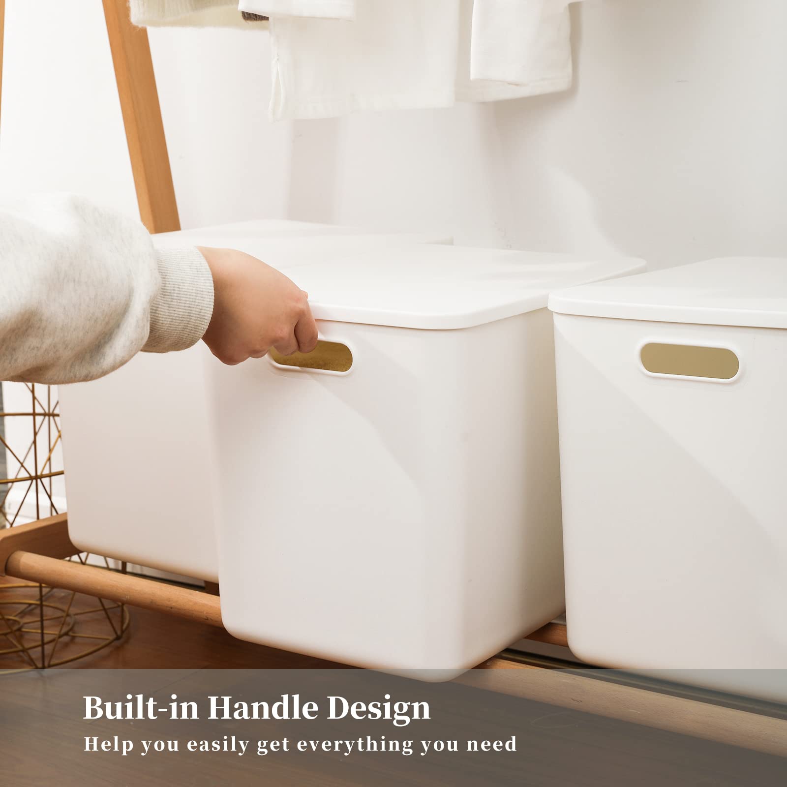 Yishyfier stacked bins on closet shelf maximizing vertical storage space
