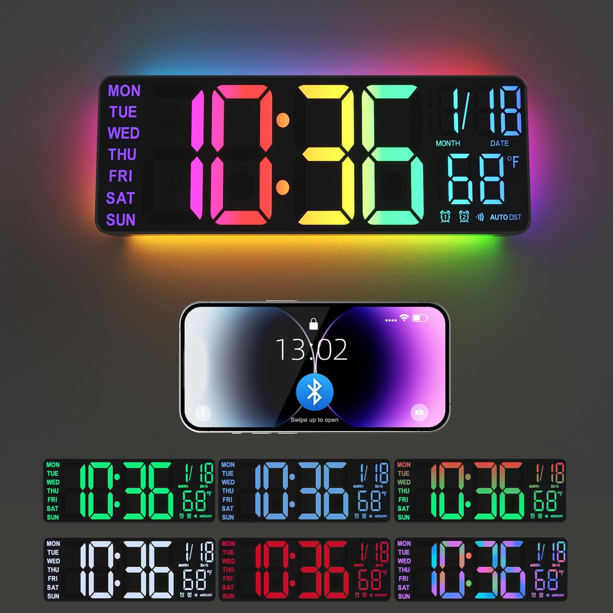 YISILE front display showing large color digits for easy reading