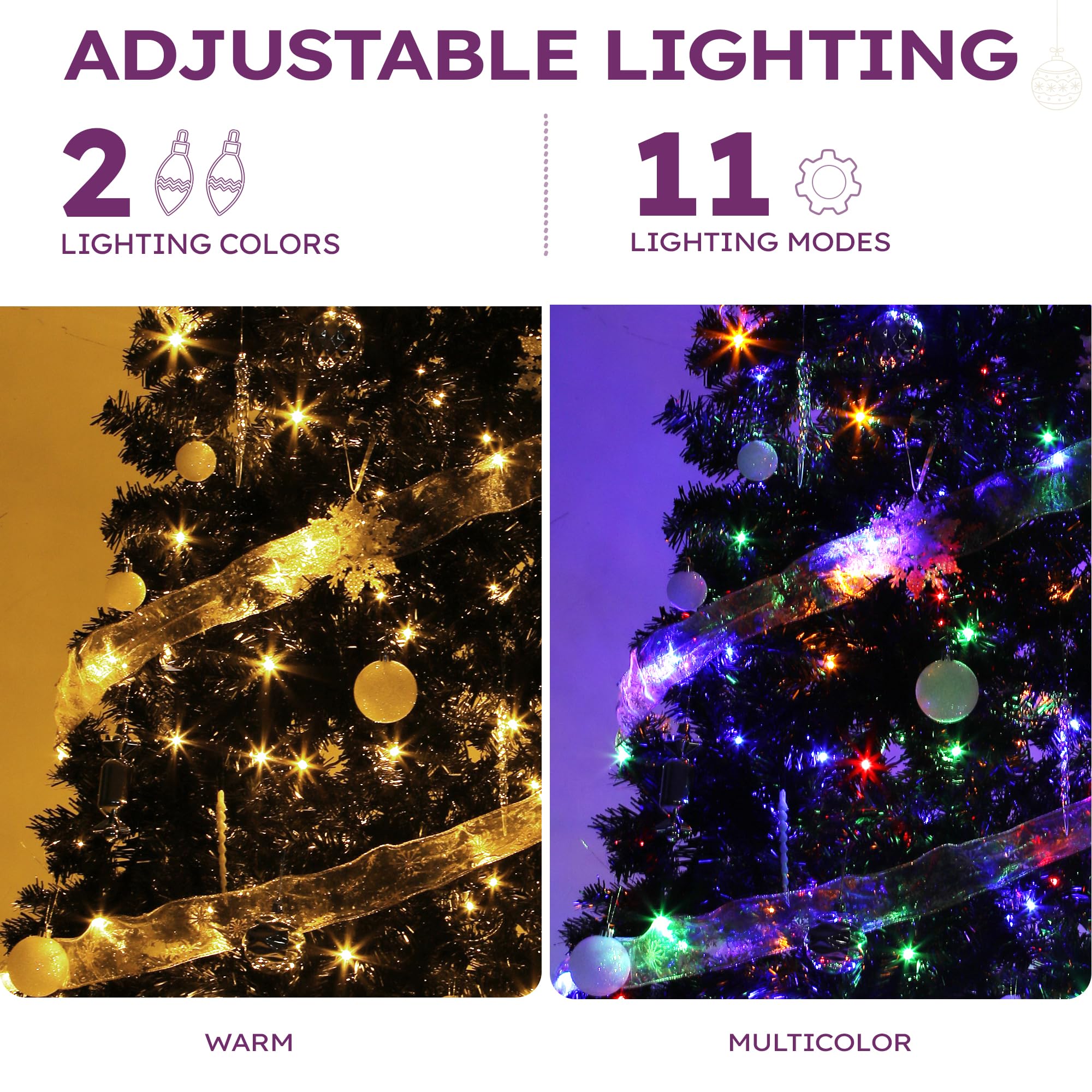 YITAHOME tree lit at night demonstrating 250 LEDs for ambient lighting