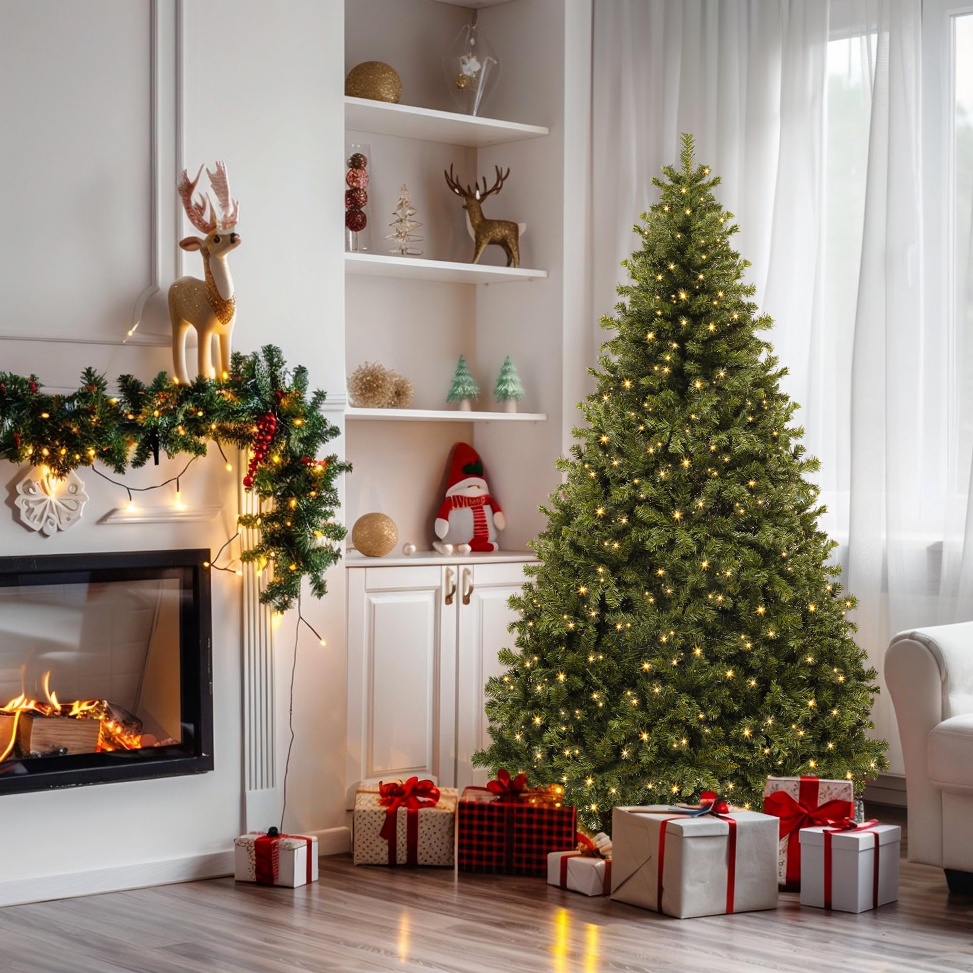 YITAHOME tree beside sofa for scale illustrating 6ft size benefit
