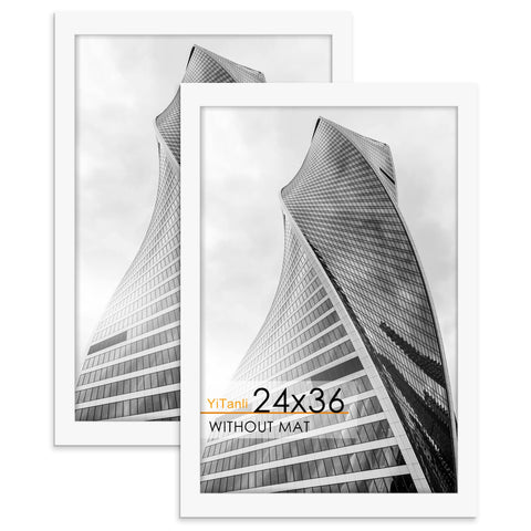 YiTanli front view of white 24x36 frame highlighting clean gallery look