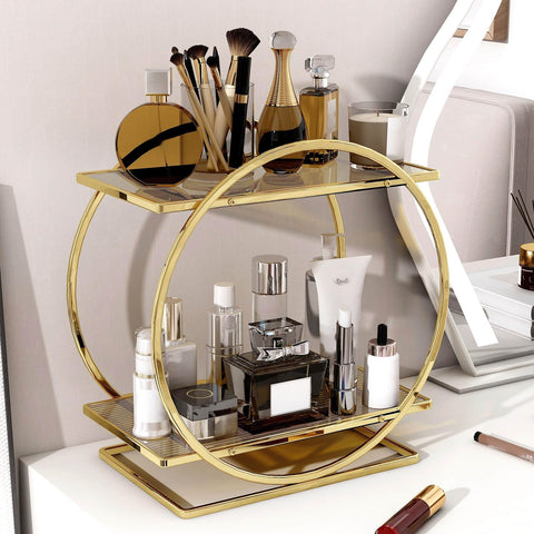 YIWANFW front view organizer showing tidy perfumes and cosmetics, enhances counter order