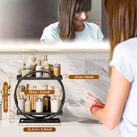 YIWANFW organizer on vanity with products offering tidy styling benefit