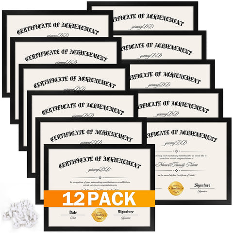YixangDD front view of 12-pack black frames showing uniform presentation and value
