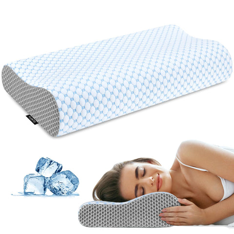 Ylekto front view of contour pillow showing ergonomic shape and neck support