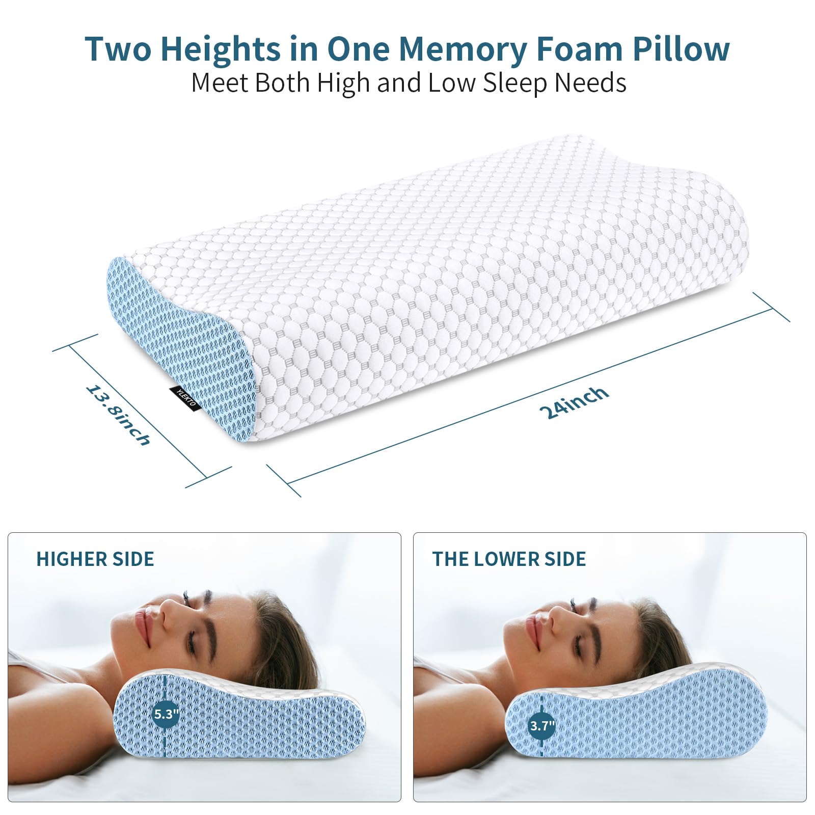 Ylekto side profile showing two curve heights for adjustable loft benefit