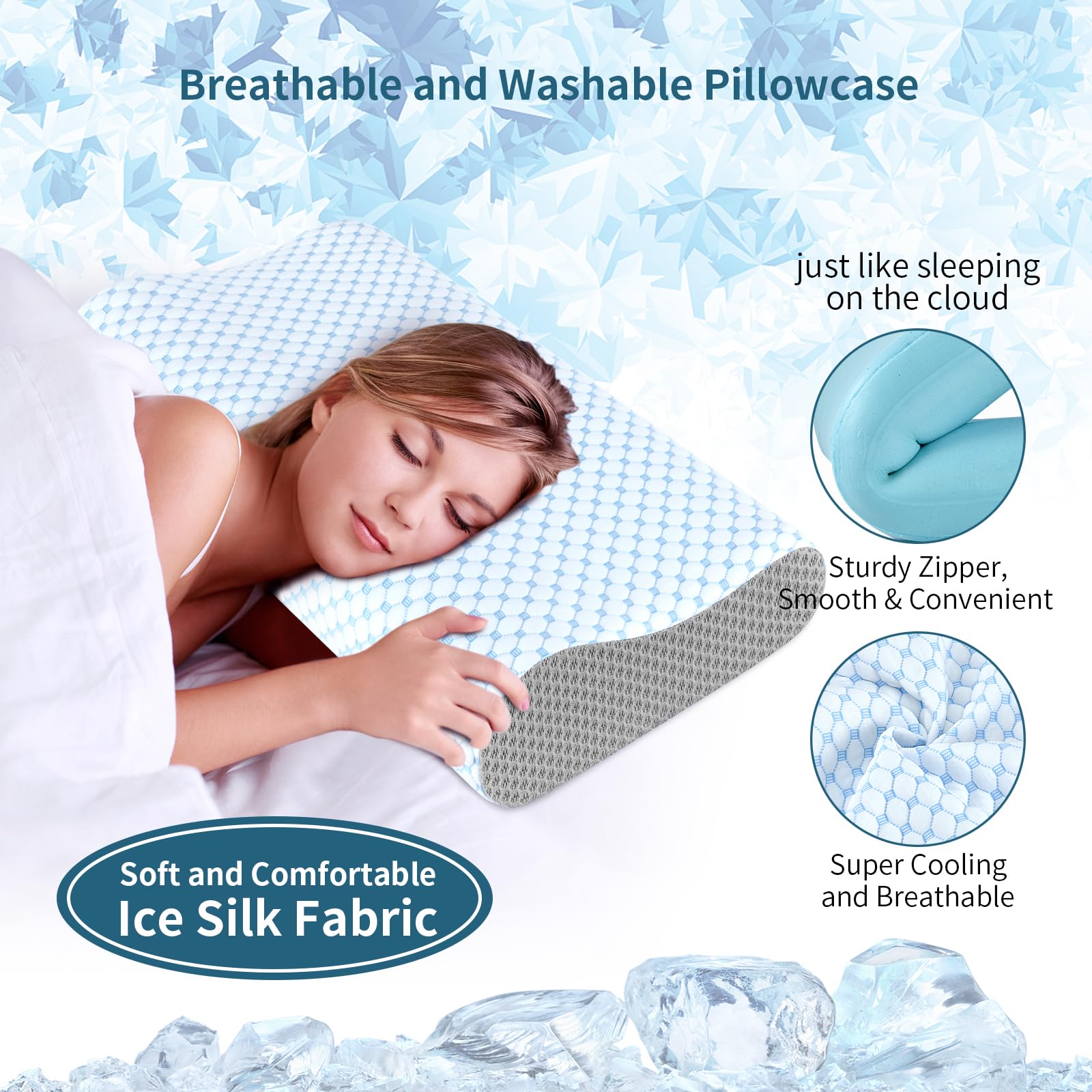 Ylekto pillow under side sleeper illustrating shoulder clearance and alignment benefit