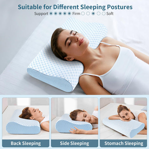 Ylekto pillow beside ruler and mattress showing dimensions and correct fit benefit