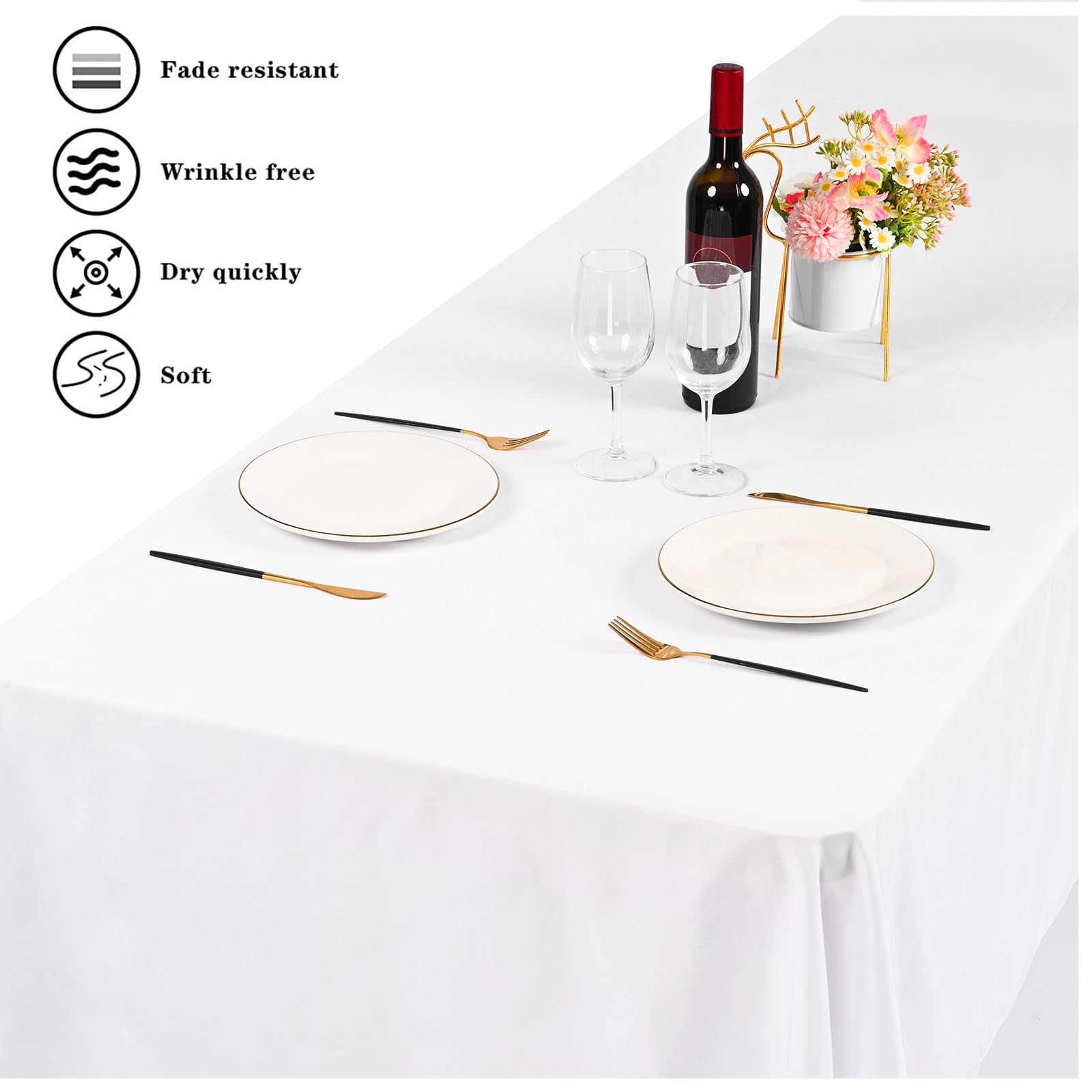YMHPRIDE tablecloth on a 6ft table showing correct fit and full drop