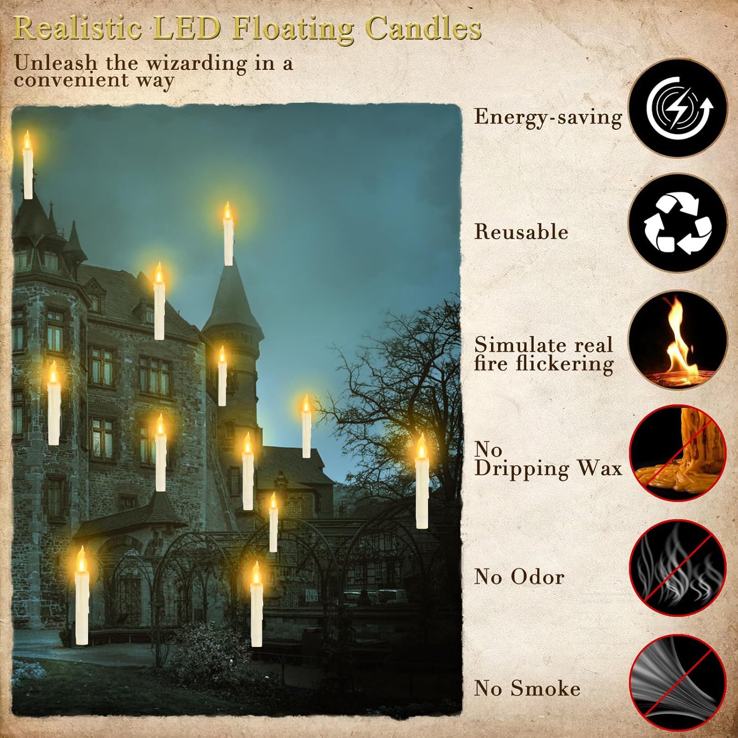 YMXHK magic wand remote in hand activating candles, dramatic control benefit