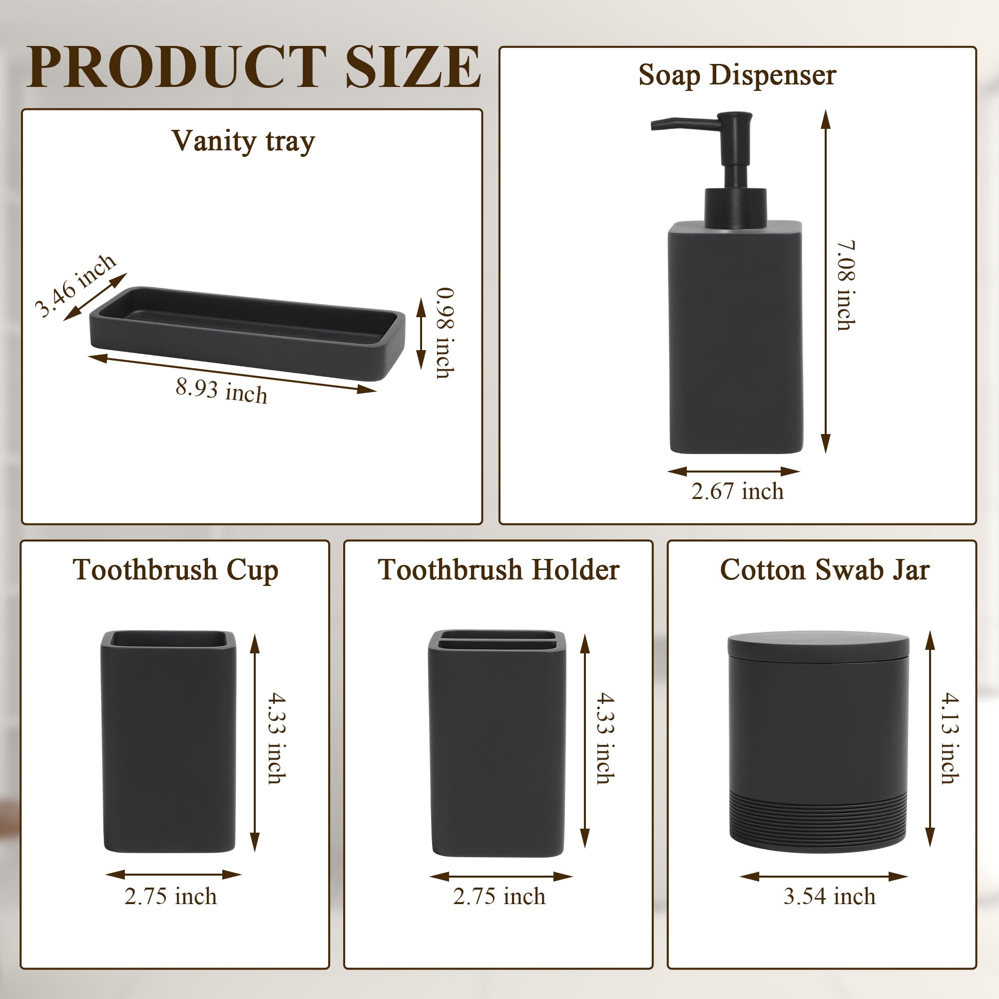 YMXYJM lifestyle shot on bathroom shelf showing stylish matte black finish enhancing decor
