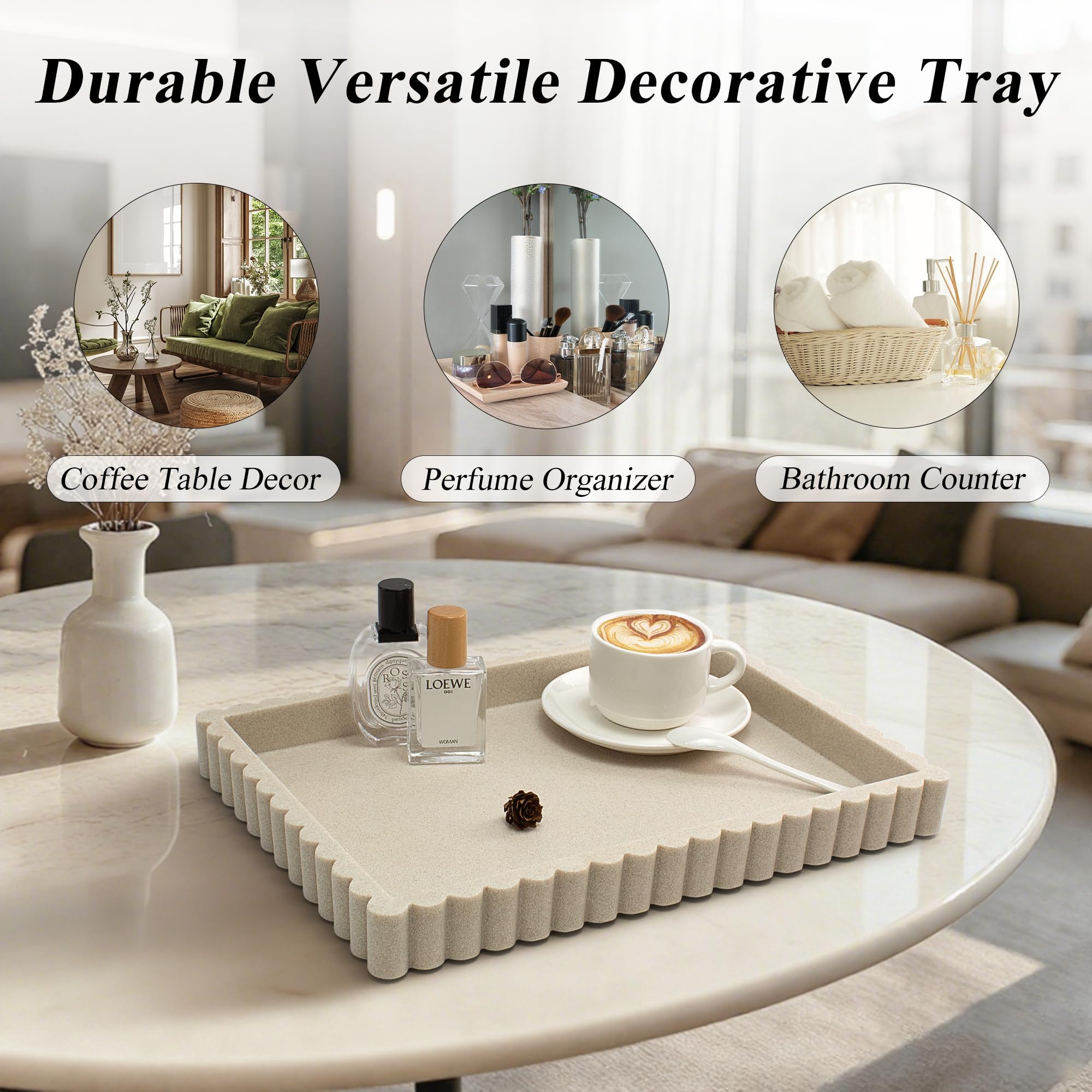 YMXYJM tray in use on coffee table organizing decor and clearing clutter