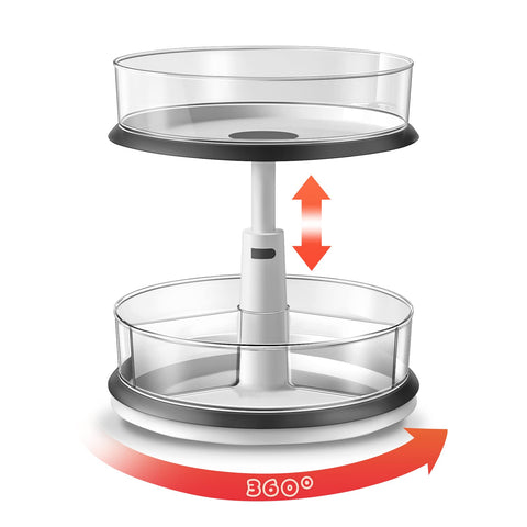 Ynelyase clear lazy susan front view showing neat bottle storage benefit visibility