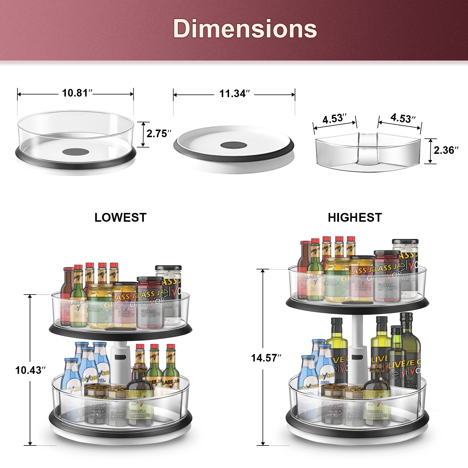 Ynelyase removable tray and three bins laid out showing customizable organization