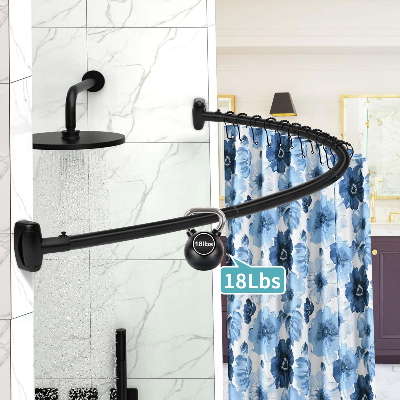 YNL rod beside tub showing adjustable length and fit versatility