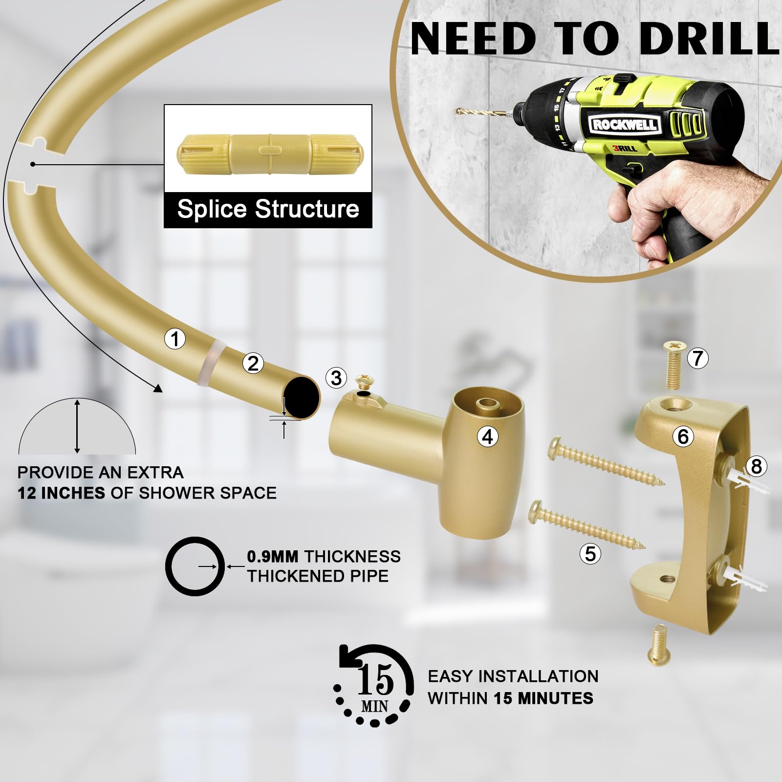 YNL installed in bathroom illustrating expanded shower area and comfort