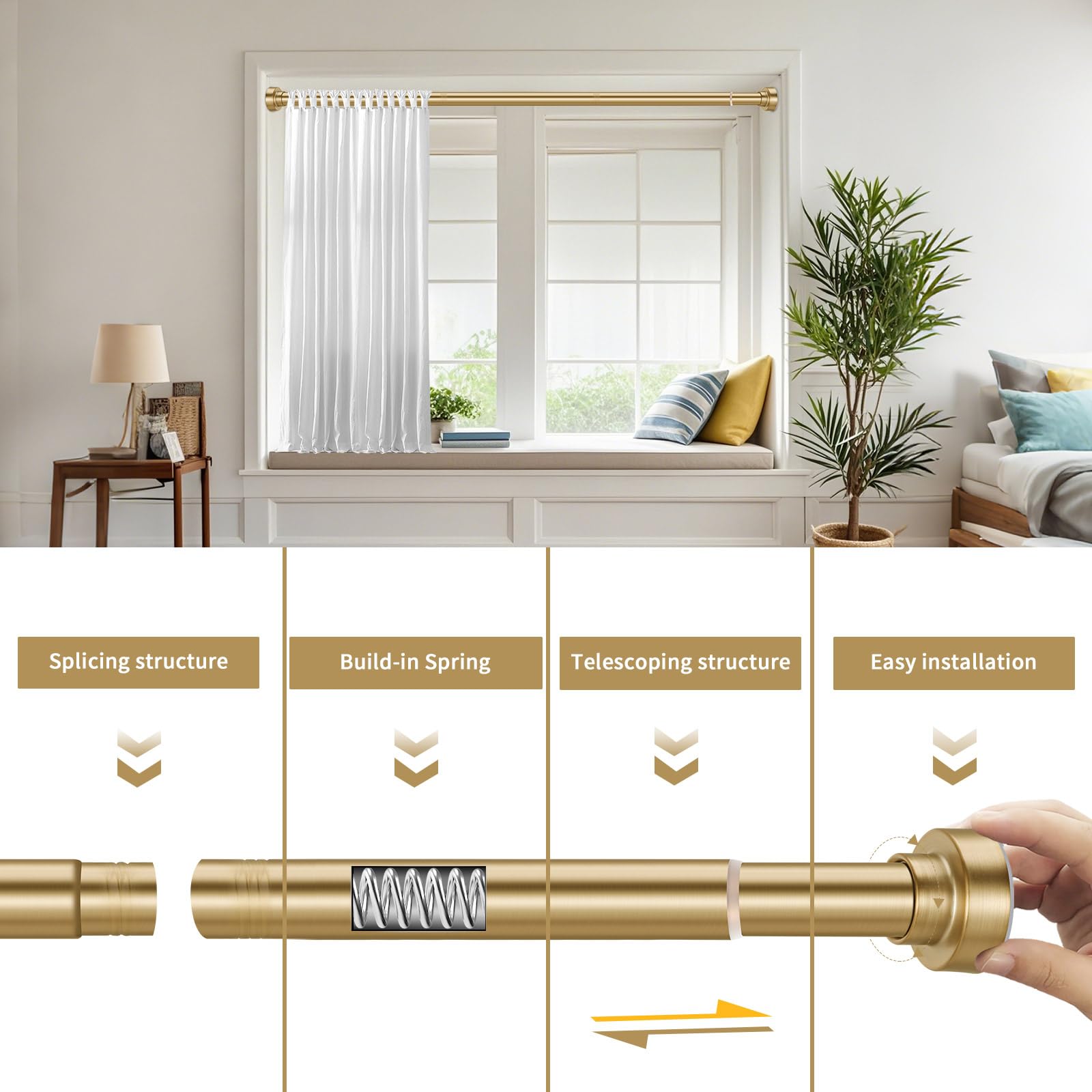 YNL rod next to tape measure showing adjustable 34–66 inch scale benefit