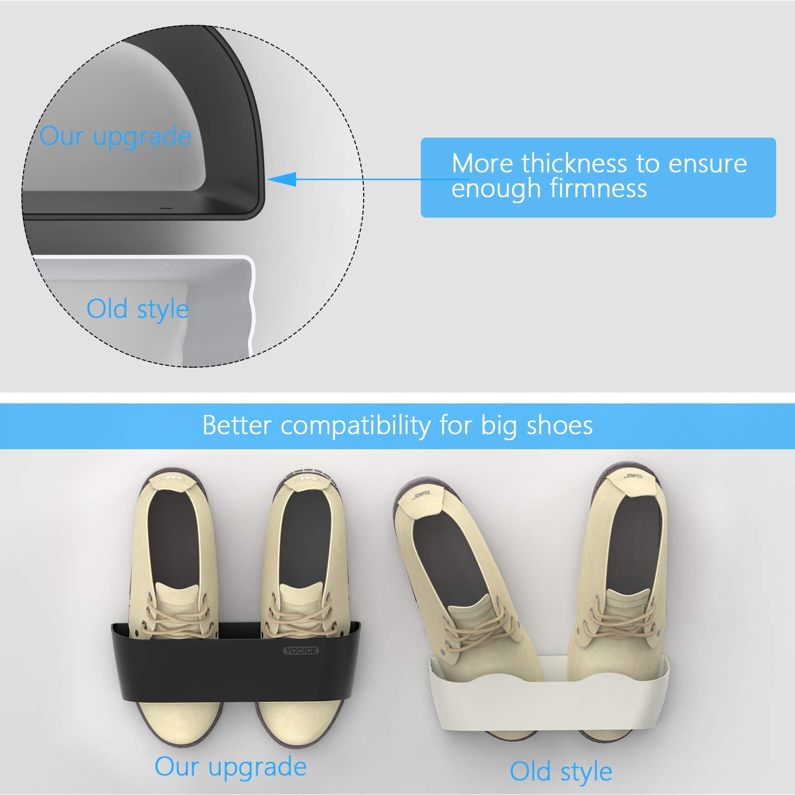 Yocice rack next to shoe and door showing compact 2.8-inch depth benefit