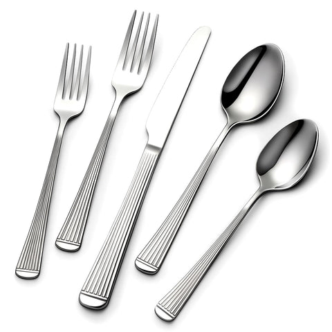 Yoehka flatware front packaging showing full 60-piece set and neat presentation