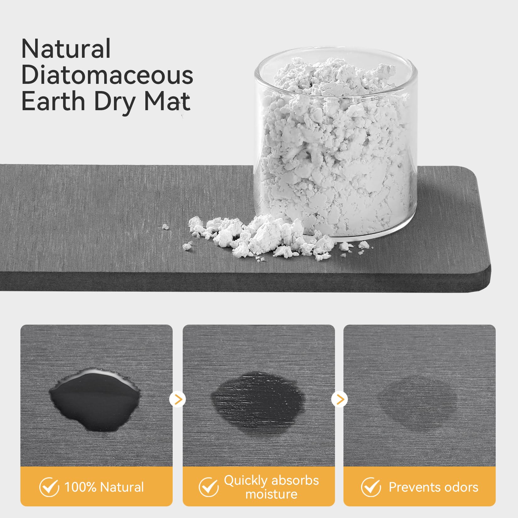 Yofidra close-up of diatomaceous-earth drying stone that rapidly absorbs moisture