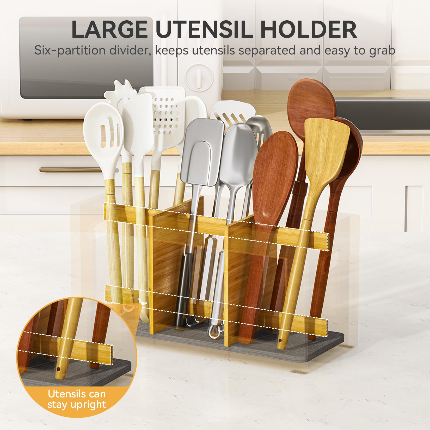 Yofidra in use with spatulas and spoons, keeping utensils upright and reachable