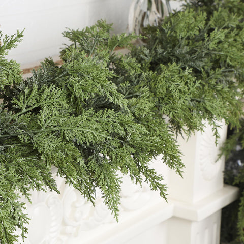 YOFIT garland with ornaments and lights showing styling possibilities
