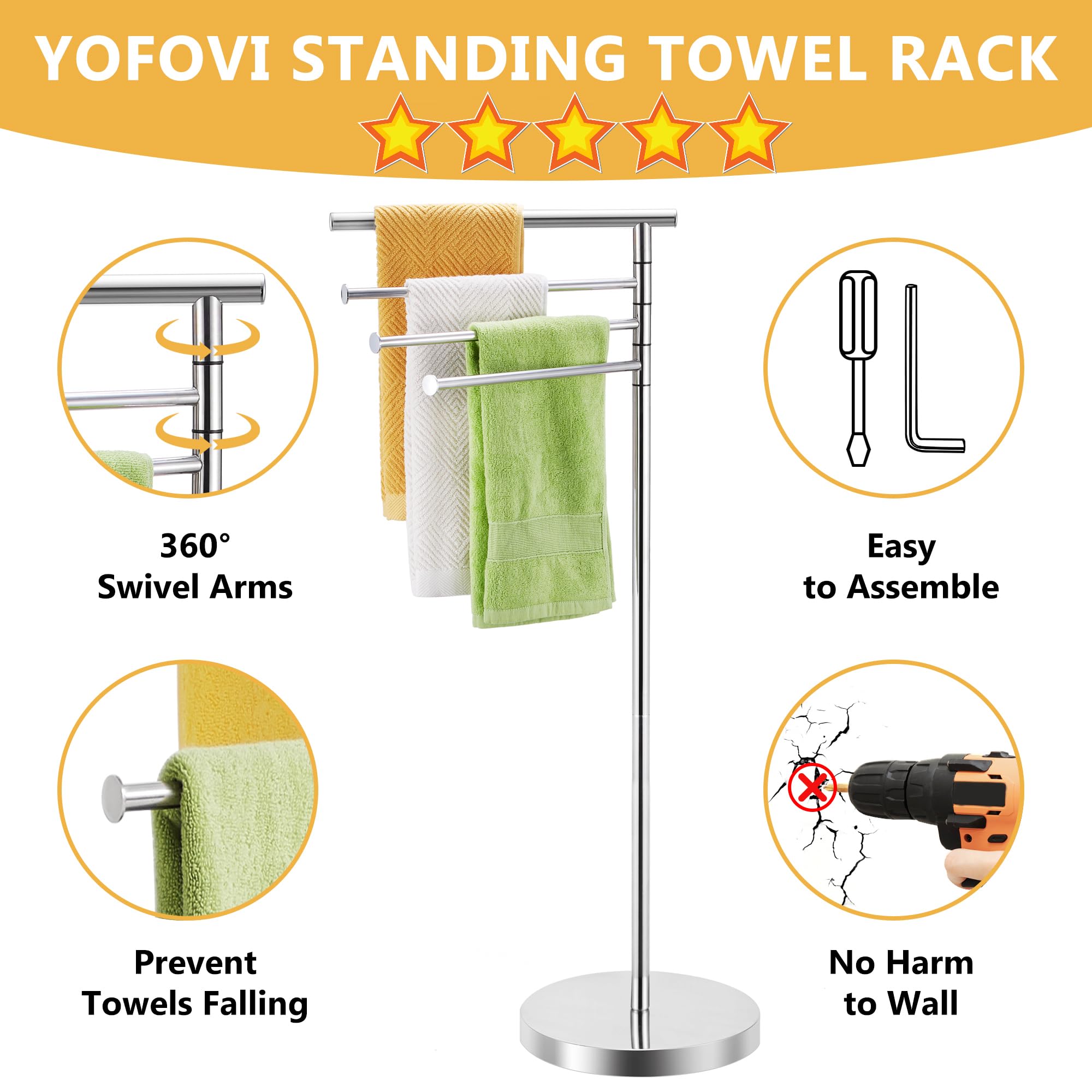 YOFOVI weighted base detail emphasizing stability and anti-tip benefit