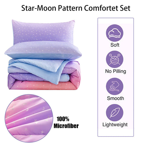 Yogeneg close-up of metallic star and moon print highlighting playful shimmer
