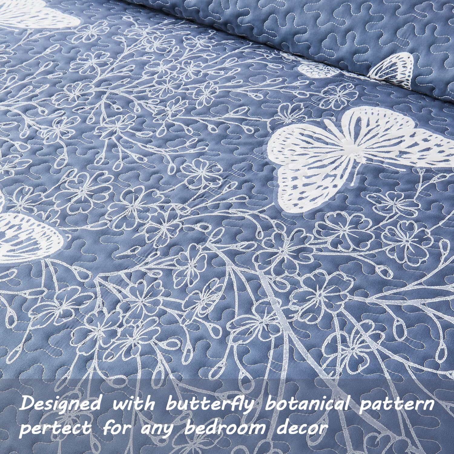 Yogeneg quilt on a made bed in a bedroom showing calming decor and easy layering
