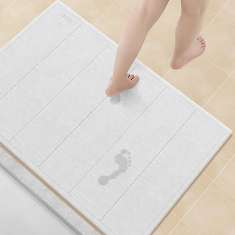 Yolife front view of large stone bath mat showing clean design and coverage