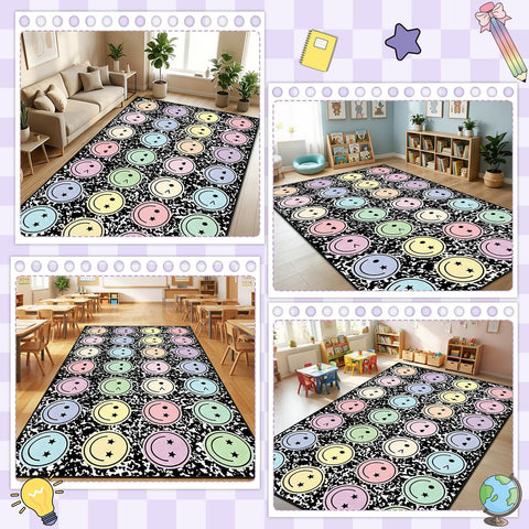 Yomjress rug size comparison with children shows ample space and group activity benefit