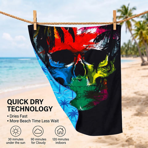 Yongoes towel draped over chair showing 71x32 inch size and generous coverage