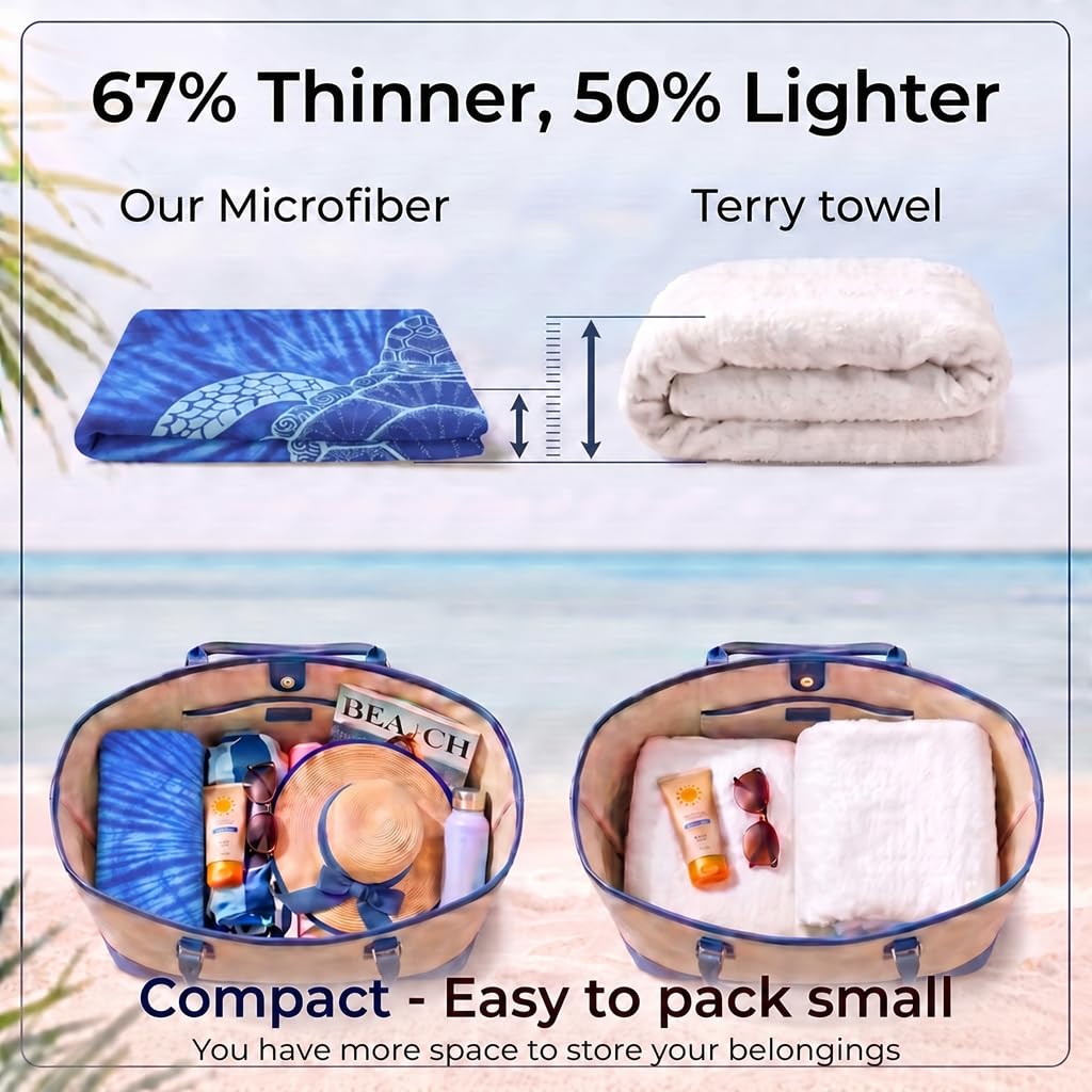 Yongoes towel on a person showing oversized 71x32 inch coverage