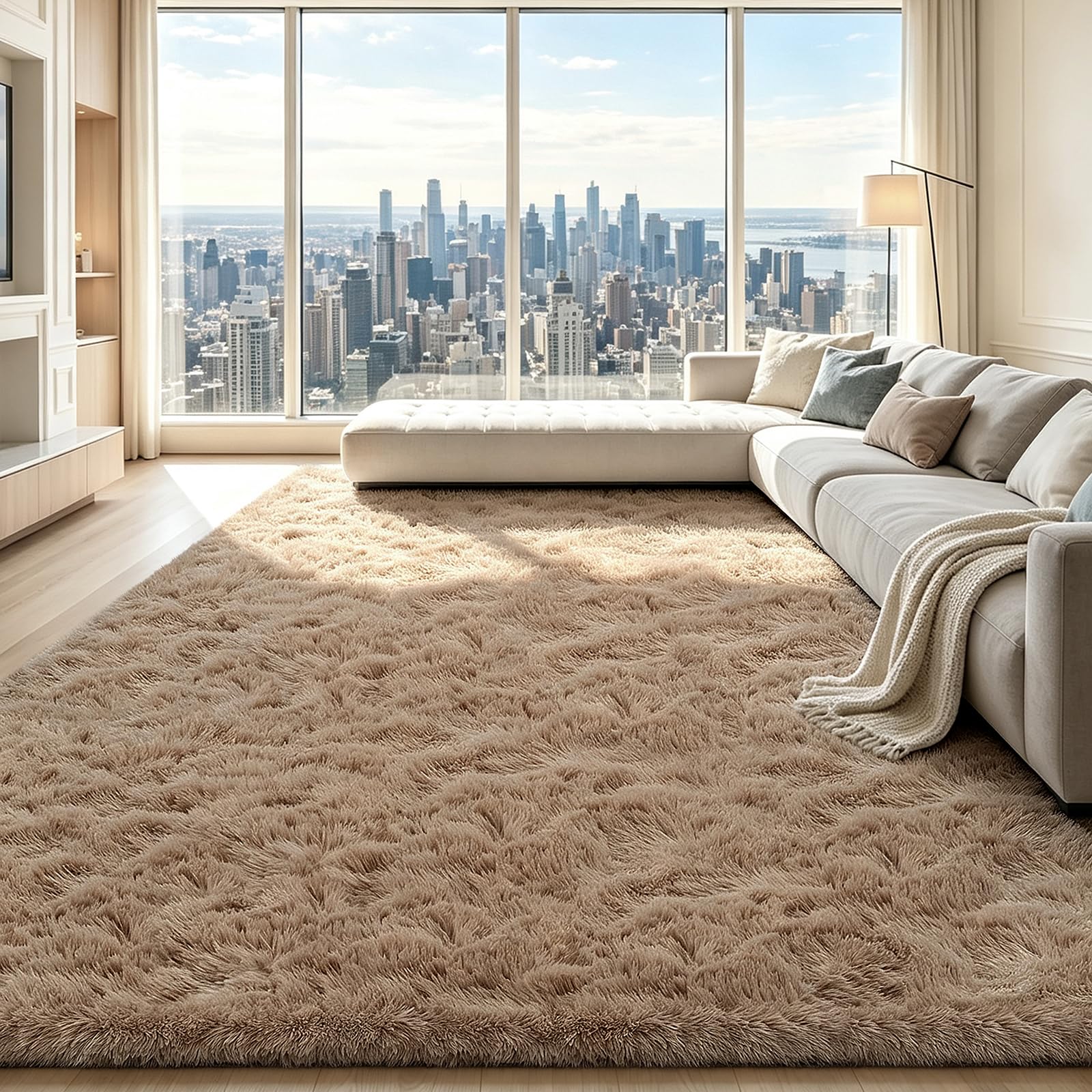 yongyangjuxin front view of beige 8x10 rug shows inviting plush comfort