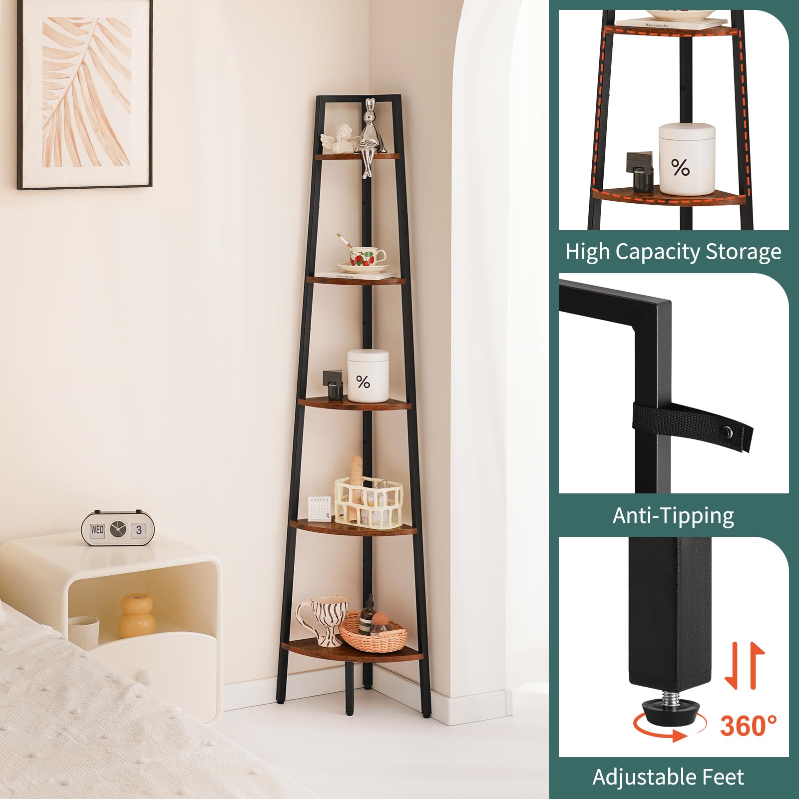 Yoobure bottom shelf support and adjustable foot pads for steadier placement