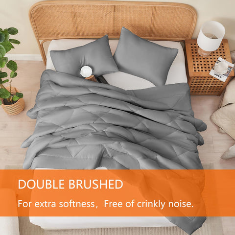 YOOHU comforter in bed lifestyle scene shows cozy, all-season bedroom appeal