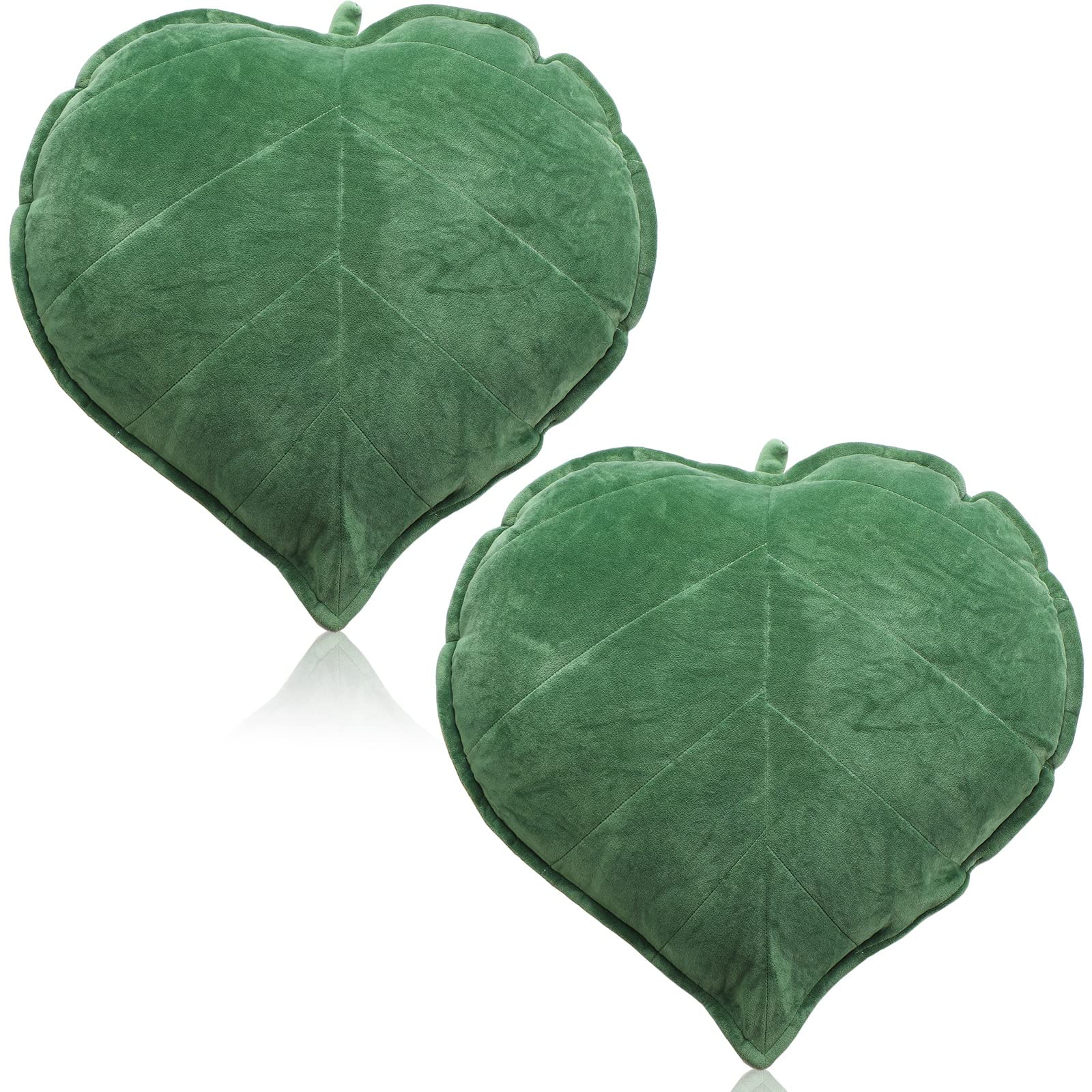 Yookeer front view of dark green leaf pillow showing shape and decorative appeal