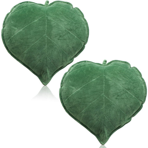 Yookeer front view of dark green leaf pillow showing shape and decorative appeal