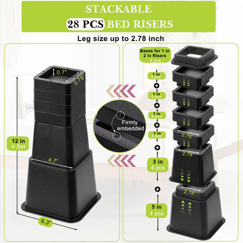 Yookwutar stackable pieces demonstrating adjustable heights and compact storage
