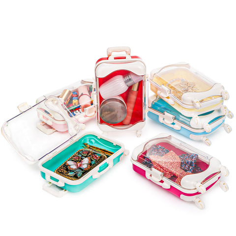 Yopay colorful mini suitcases aligned to show six hues, perfect for themed party coordination