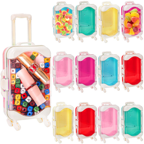 Yopay front view of closed mini suitcase pack showing bright colors and compact size benefits
