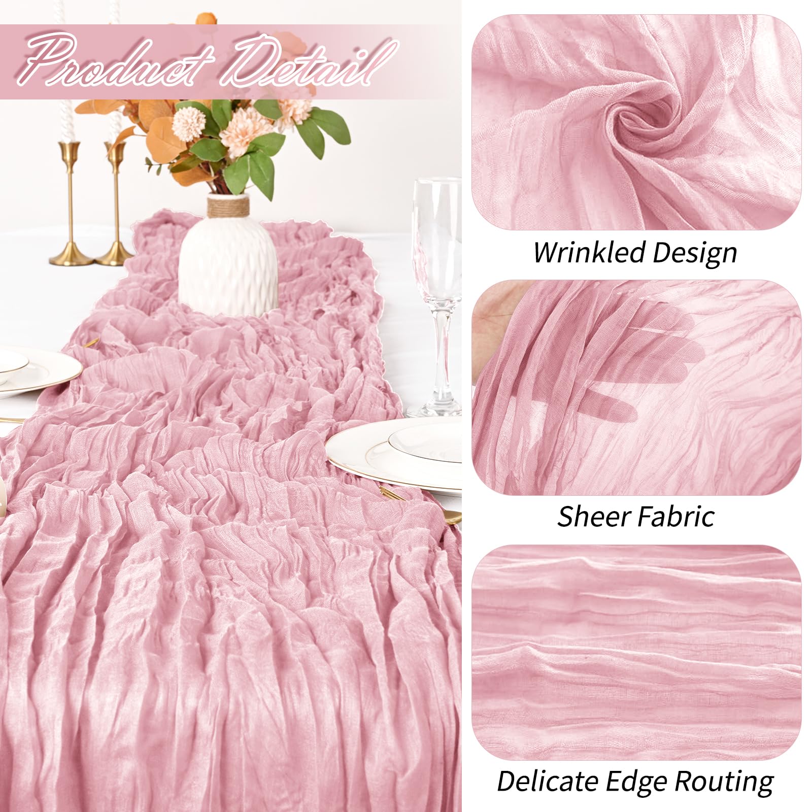 Yorcari runner on dining table styled with florals demonstrating elegant ambiance