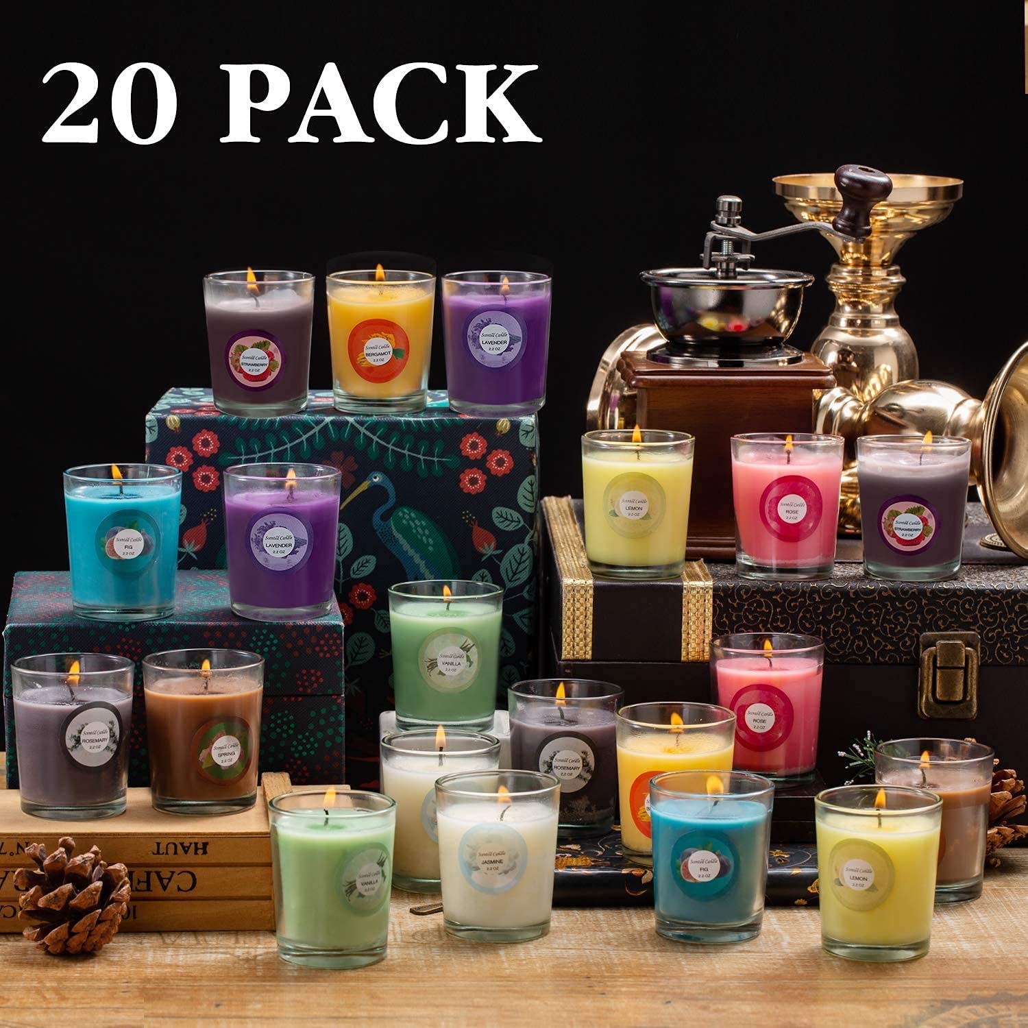 YOROXRG labeled jars lined up to display ten distinct fragrances clearly