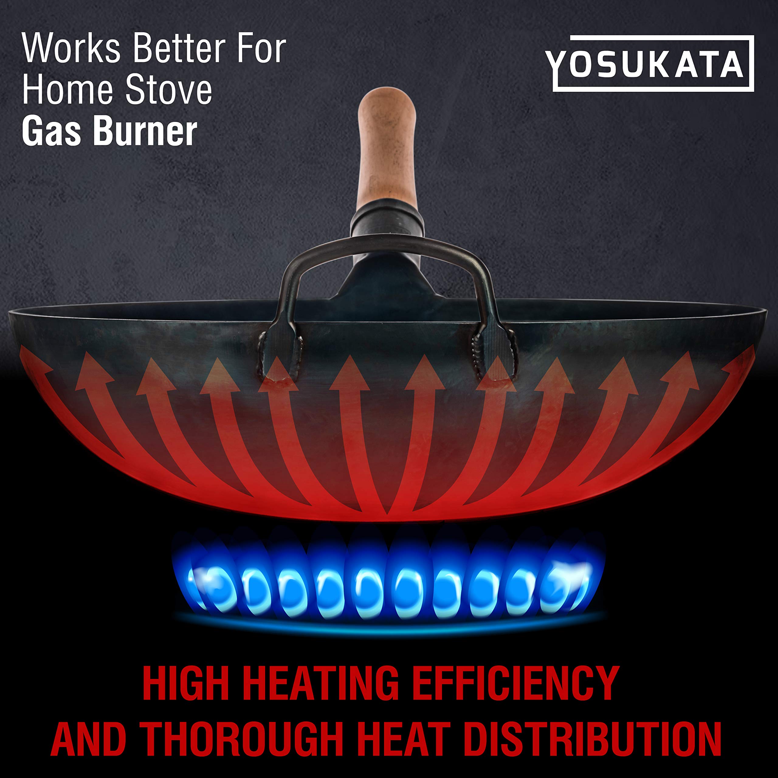YOSUKATA view of wok depth highlighting high walls for larger portions and less splatter benefit