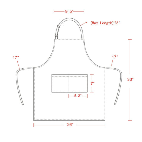 yotache size comparison on table showing apron length and full coverage